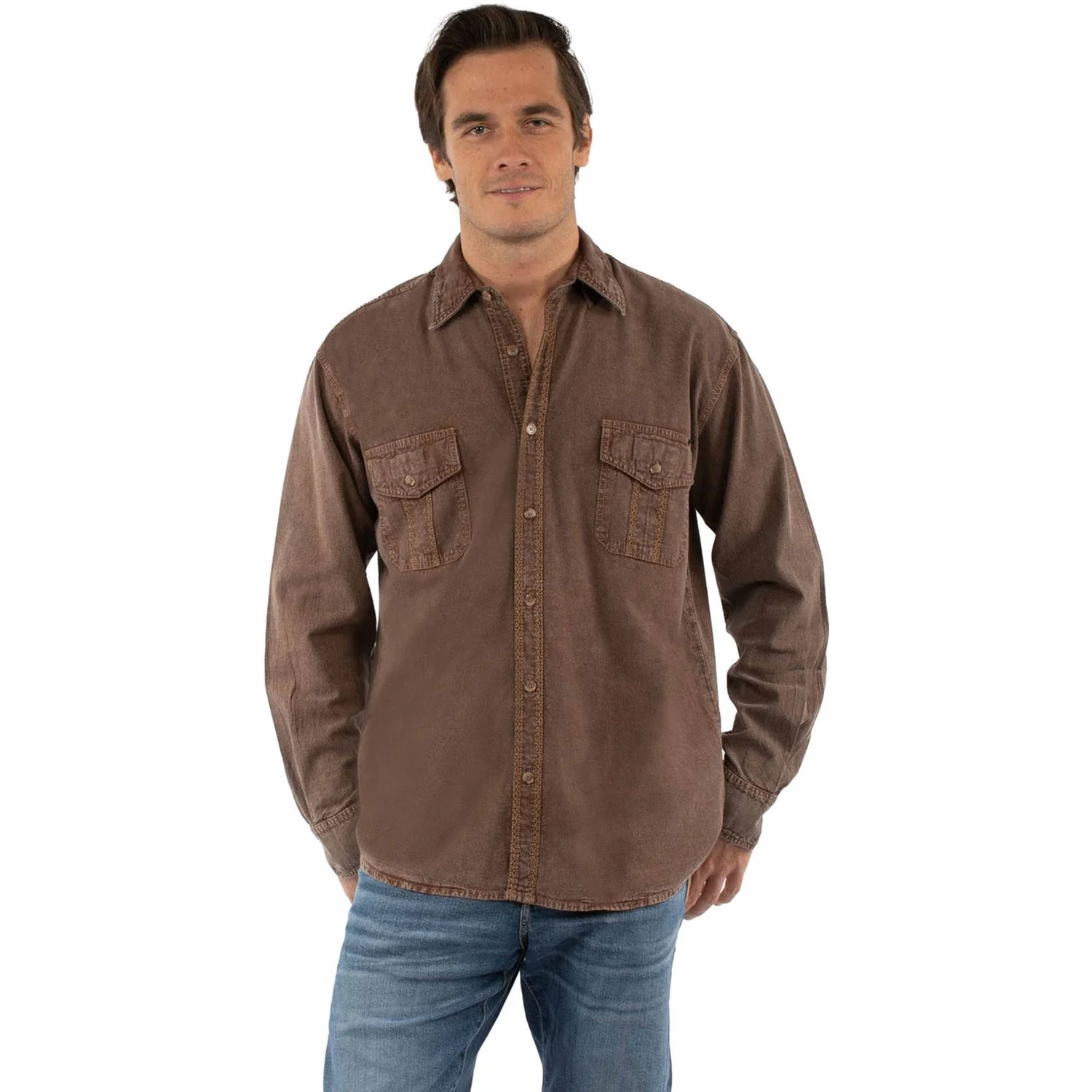 Scully - Mens Long Sleeve Button Front W/Contrast Stitch Shirt - Image 2