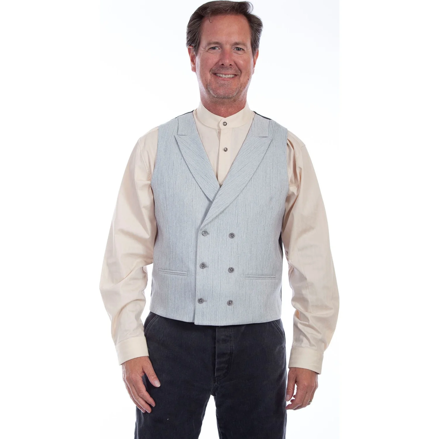 Scully - Mens Mini Herringbone Double Breasted Ves - Image 4