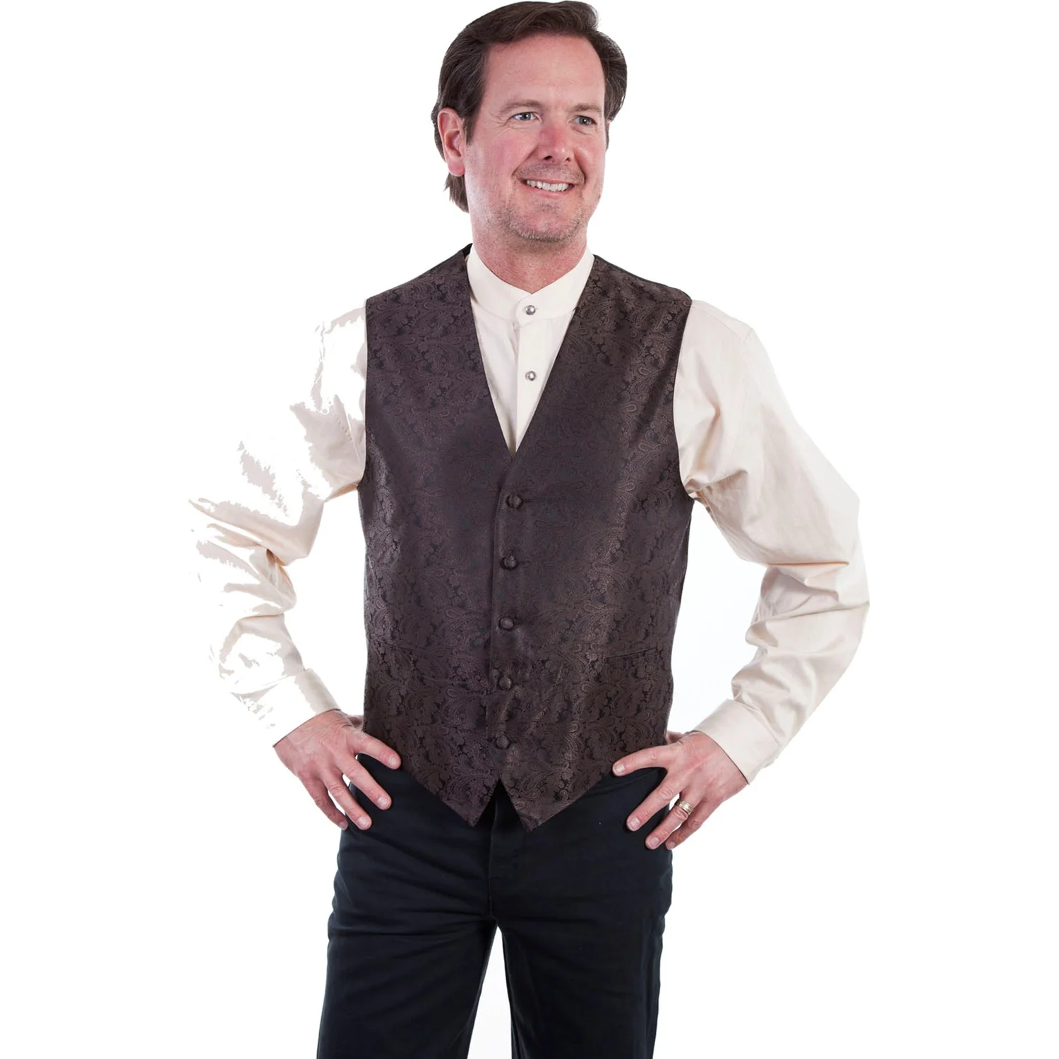 Scully - Mens No Lapel Paisley Vest - Image 2