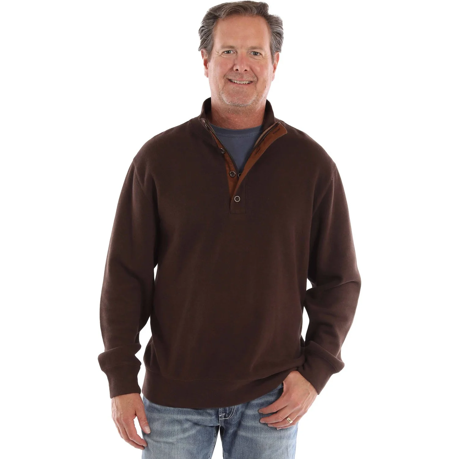 Scully - Mens Pullover Quarter Zip/Button Sweater - Image 2