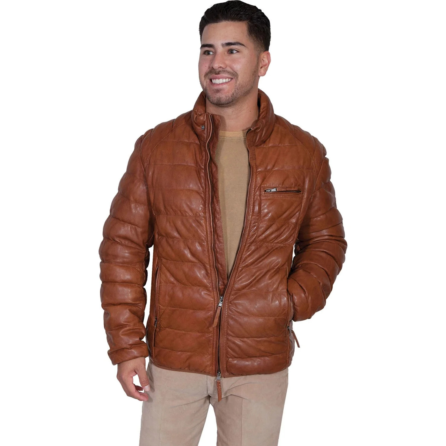 Scully - Mens Ribbed Leather Jacket - Image 2