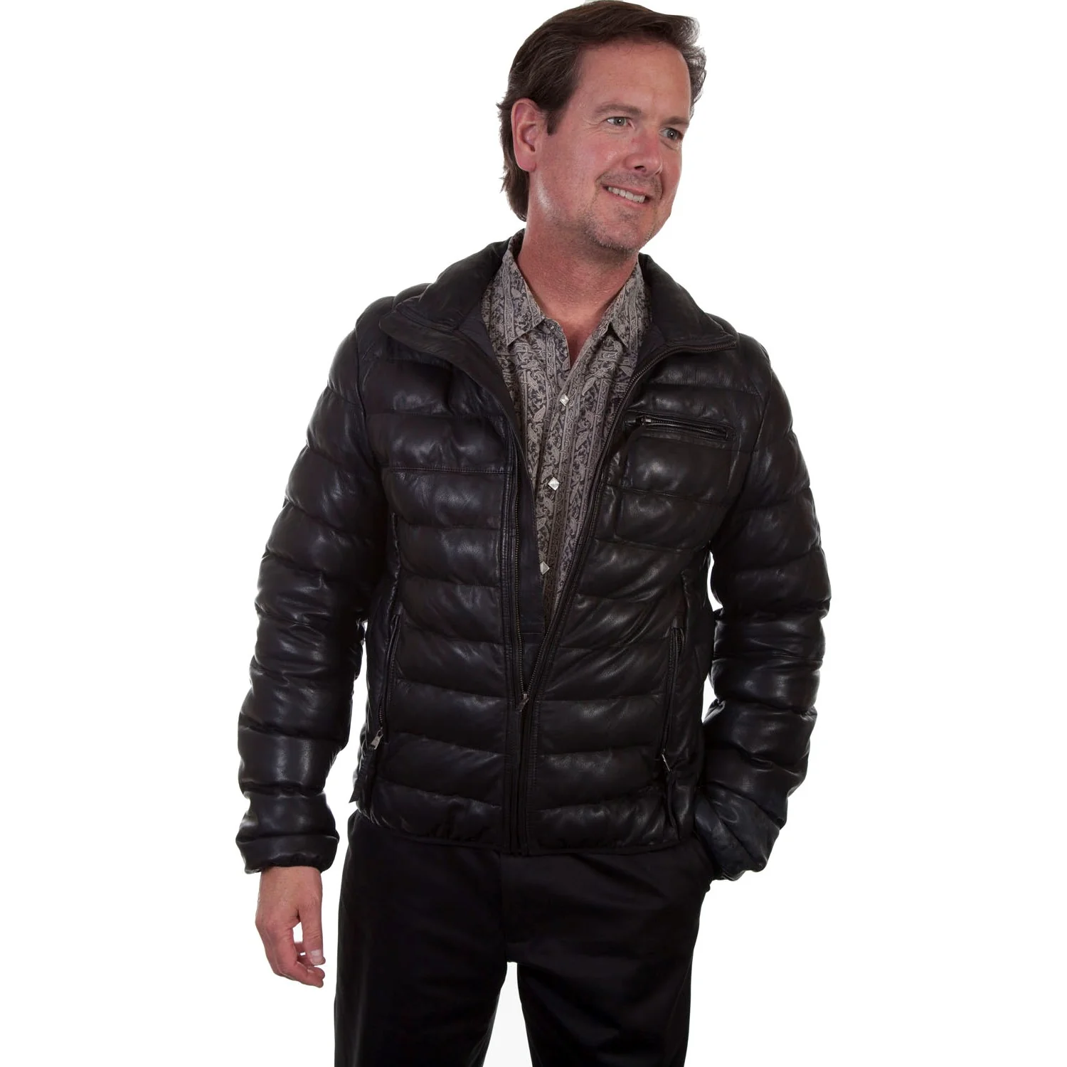 Scully - Mens Ribbed Leather Jacket - Image 4