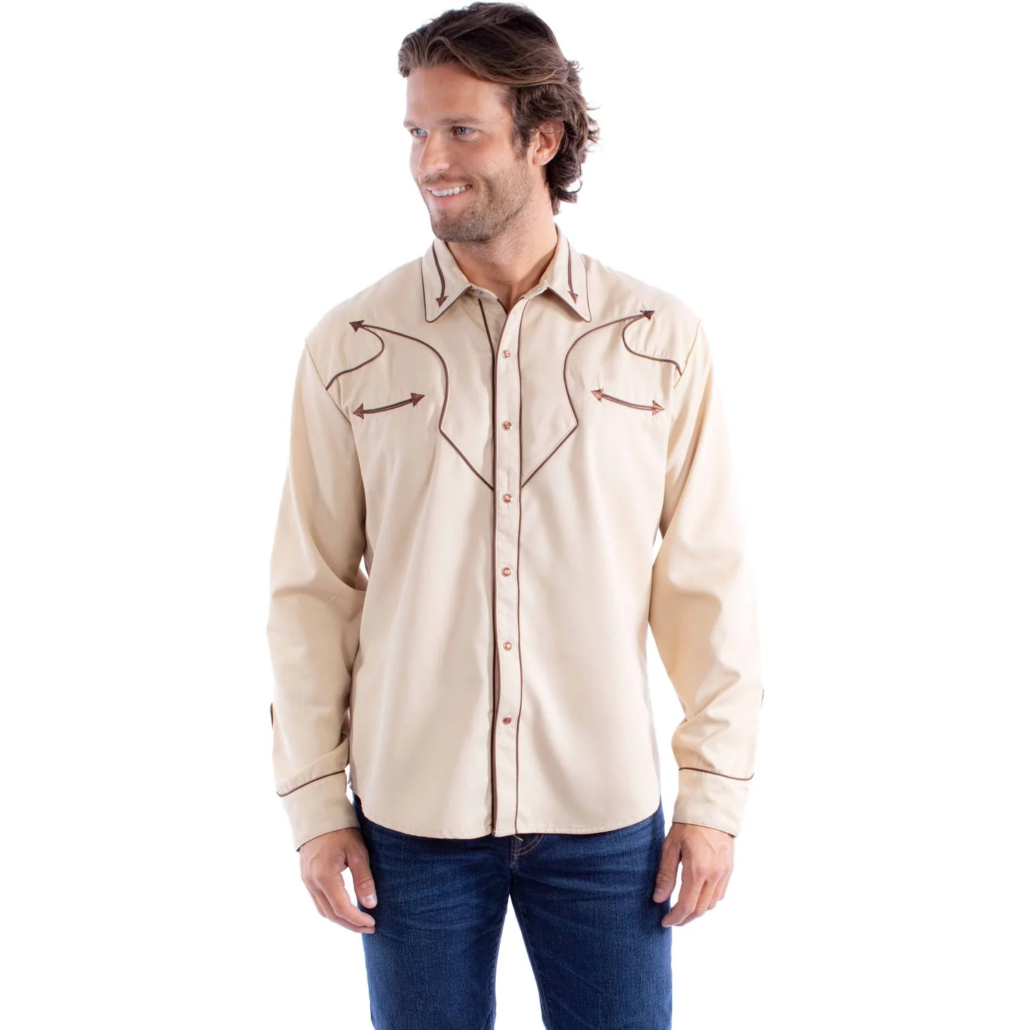 Scully - Mens Solid Shirt With Piping & Arrows - Image 5