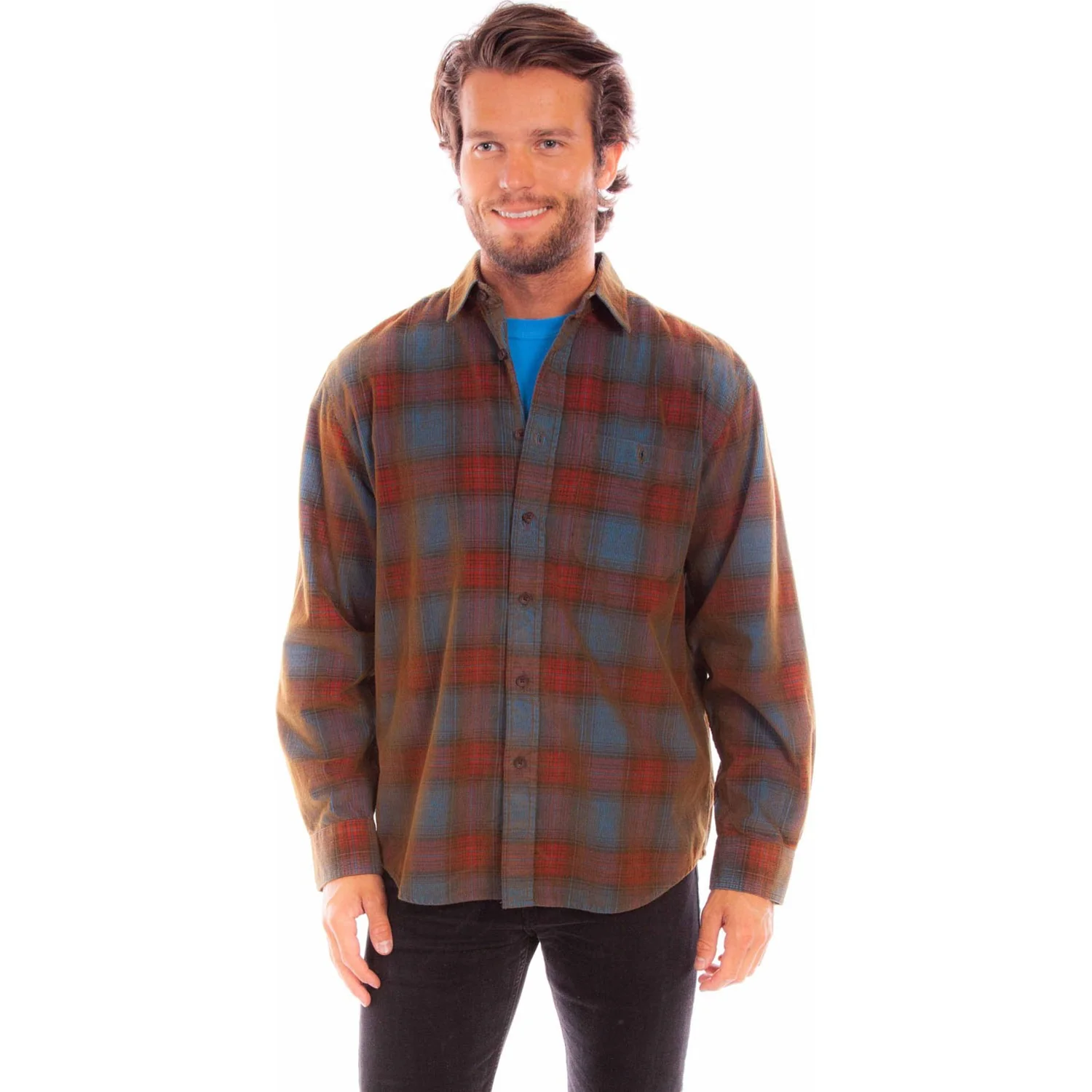 Scully - Mens Y/D Corduroy Plaid Shirt