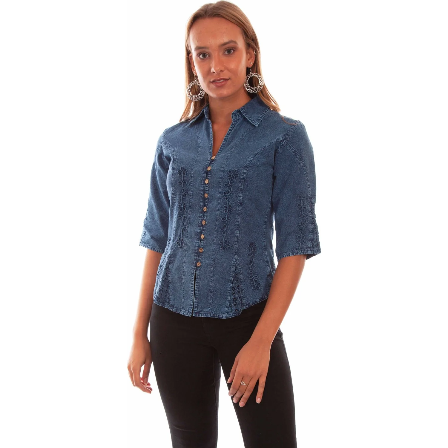 Scully - Womens 3/4 Sleeve Peruvian Cotton Blouse - Image 5