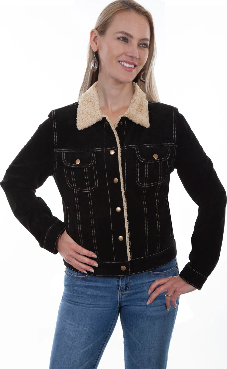Scully - Womens Faux Shearling Jean Jacket - Image 4