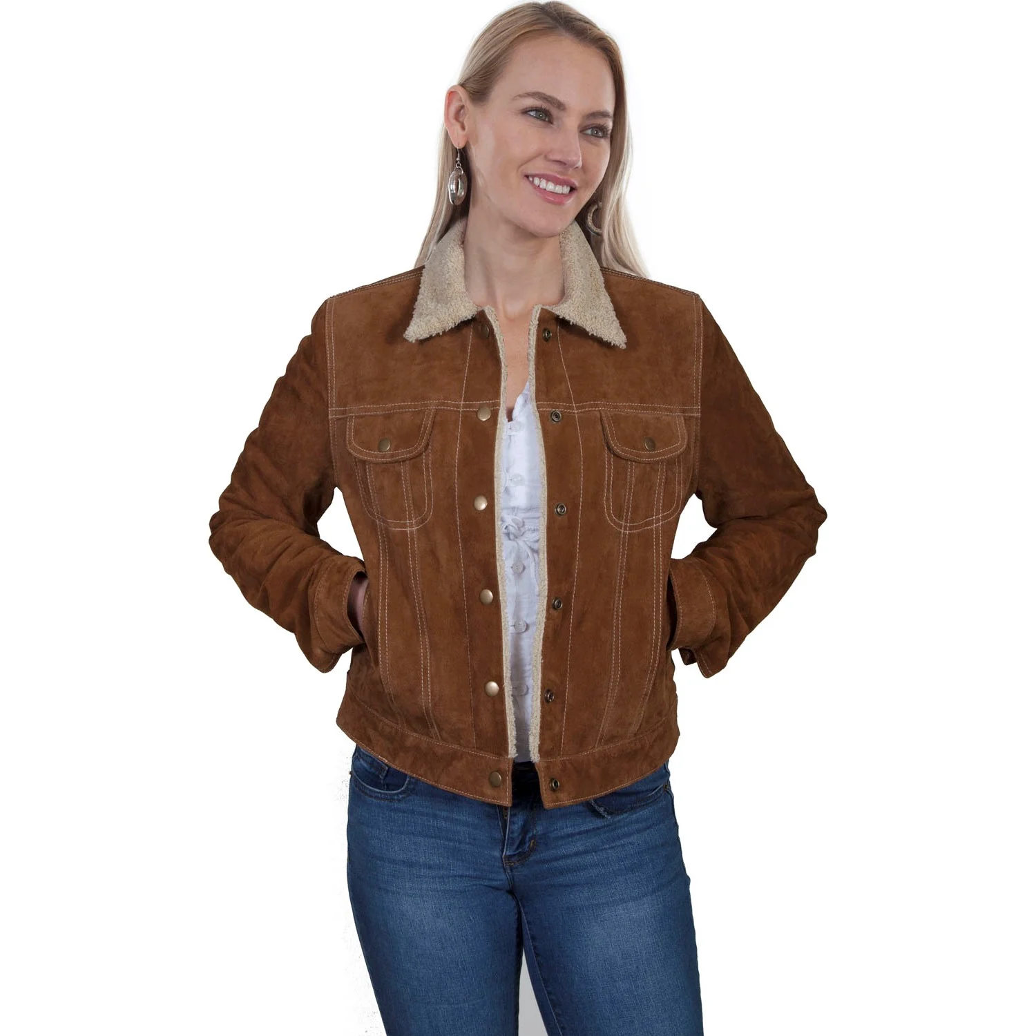 Scully - Womens Faux Shearling Jean Jacket - Image 9