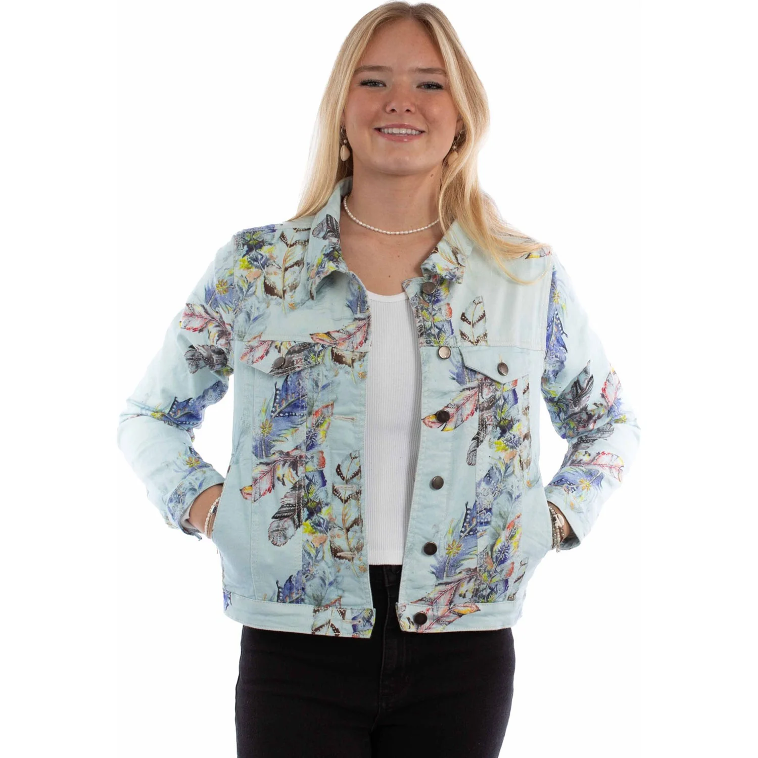 Scully - Womens Feather Print Denim Jacket - Image 2