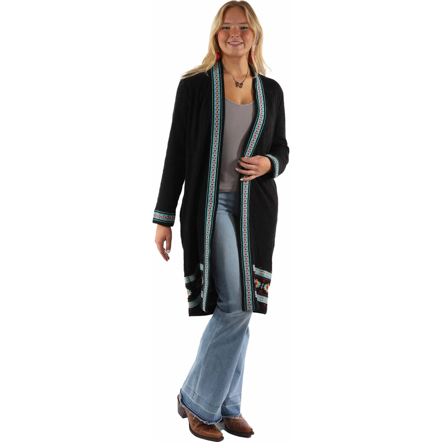 Scully - Womens Long Emb Double Knit Sweater - Image 2