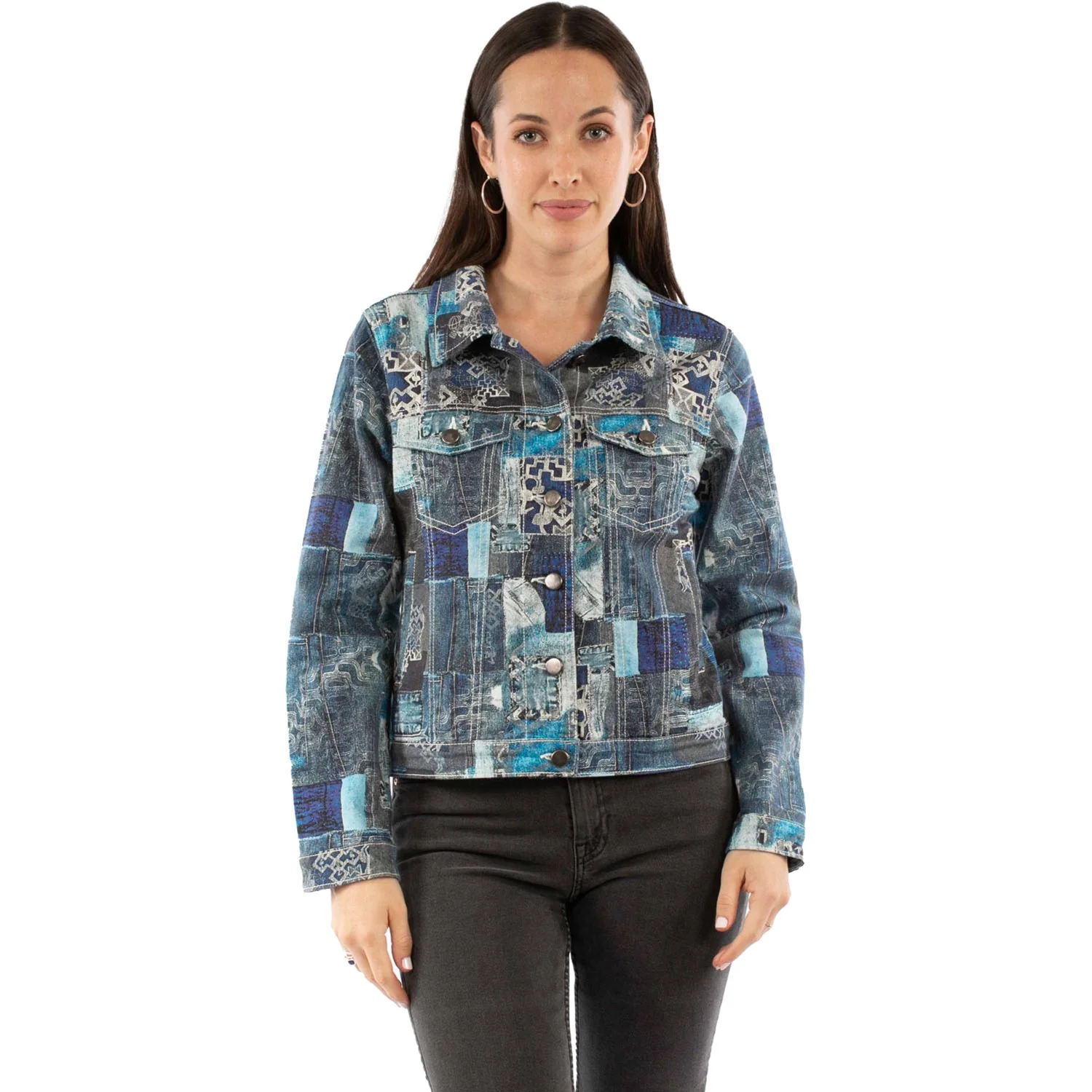 Scully - Womens Printed Patch Work Denim Jacket - Image 2