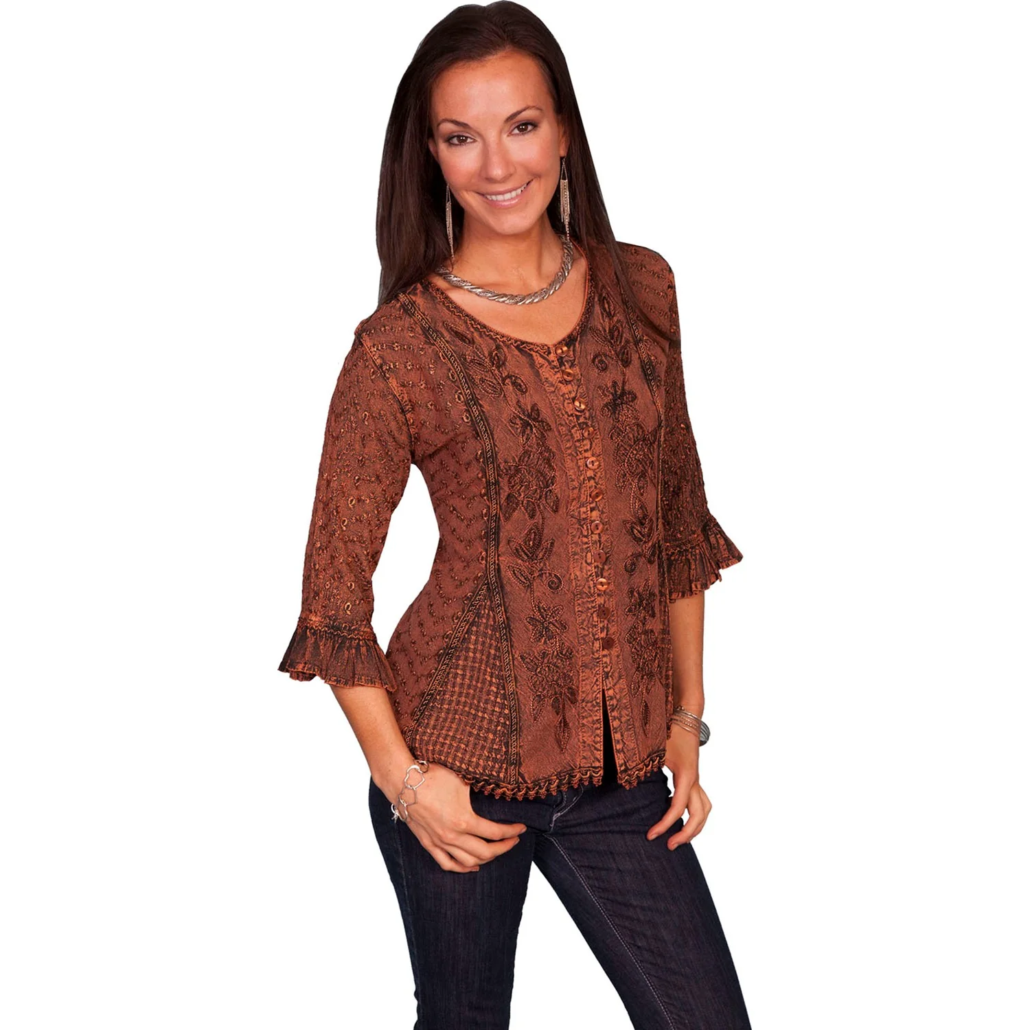Scully - Womens Rayon 3/4 Sleeve Blouse - Image 4
