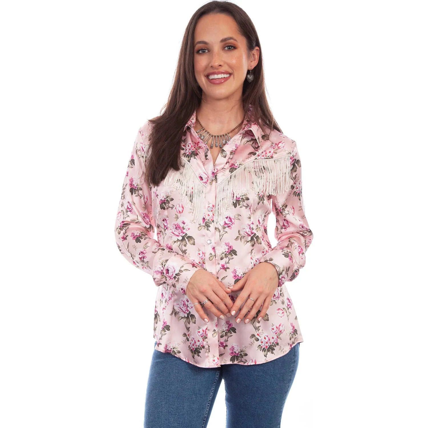 Scully - Womens Rose Blouse W/Fringe - Image 2
