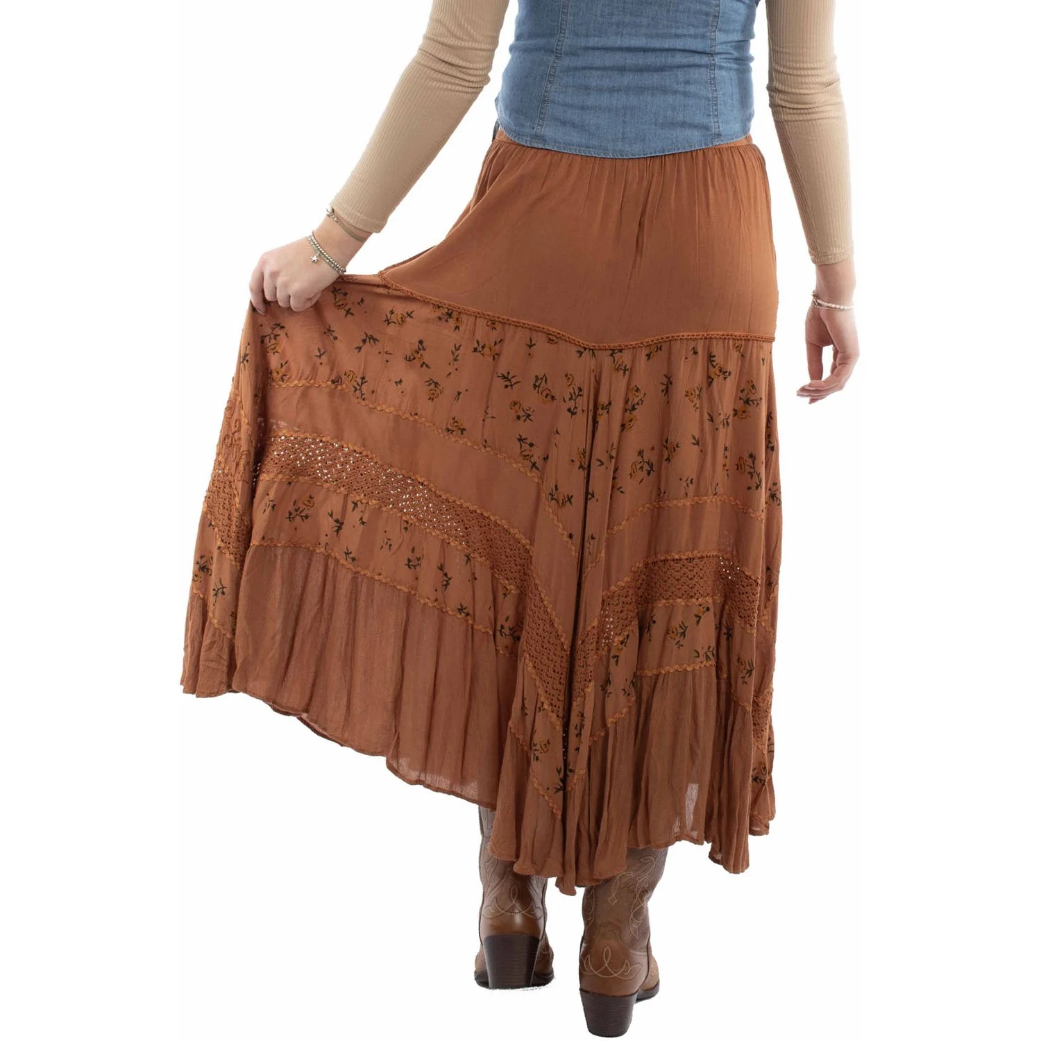Scully - Womens Rose Print Rayon Skirt - Image 4