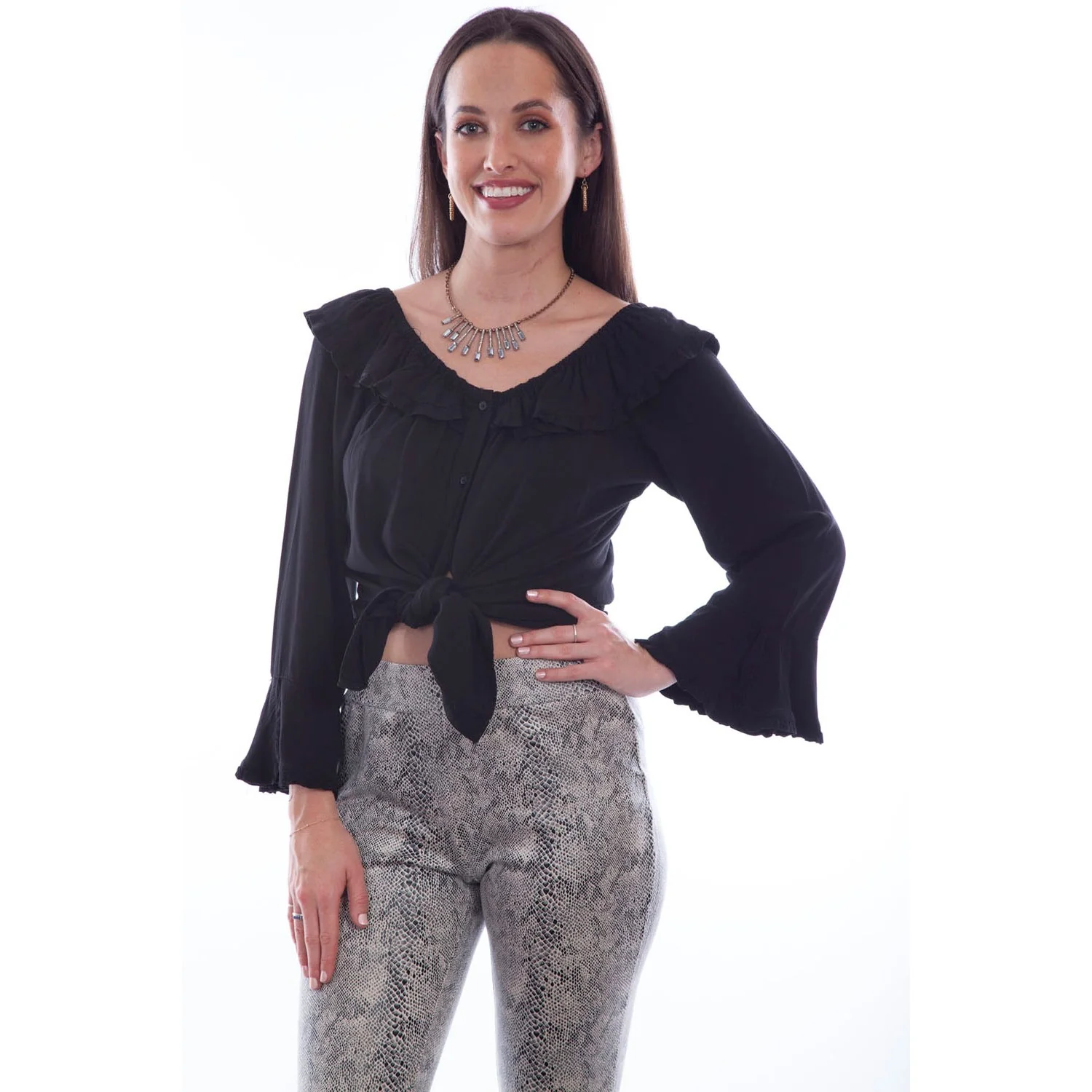 Scully - Womens Ruffle Off/On Shoulder Blouse - Image 9
