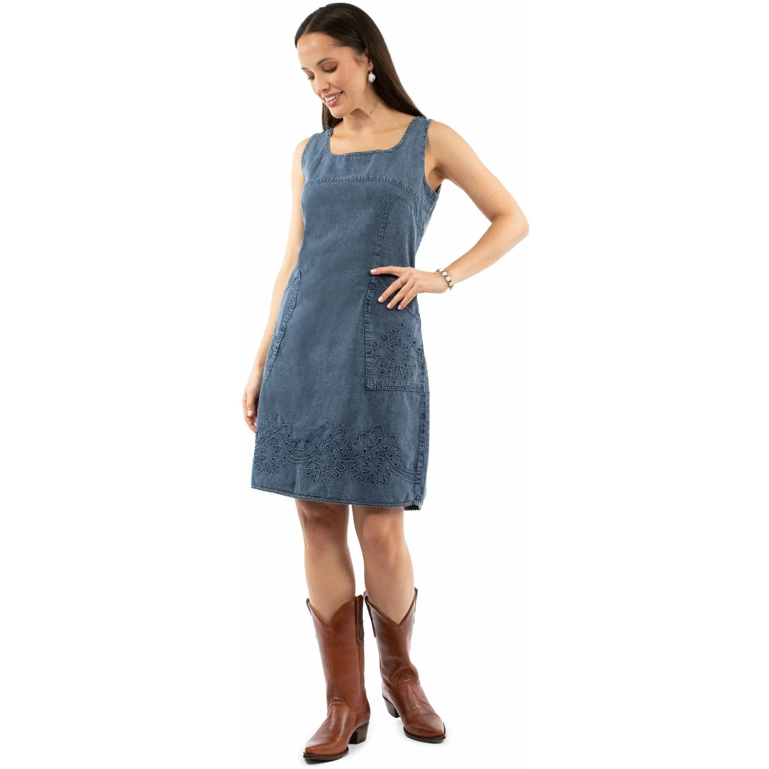 Scully - Womens Sleeveless Dress With Pockets And Embroidery - Image 4