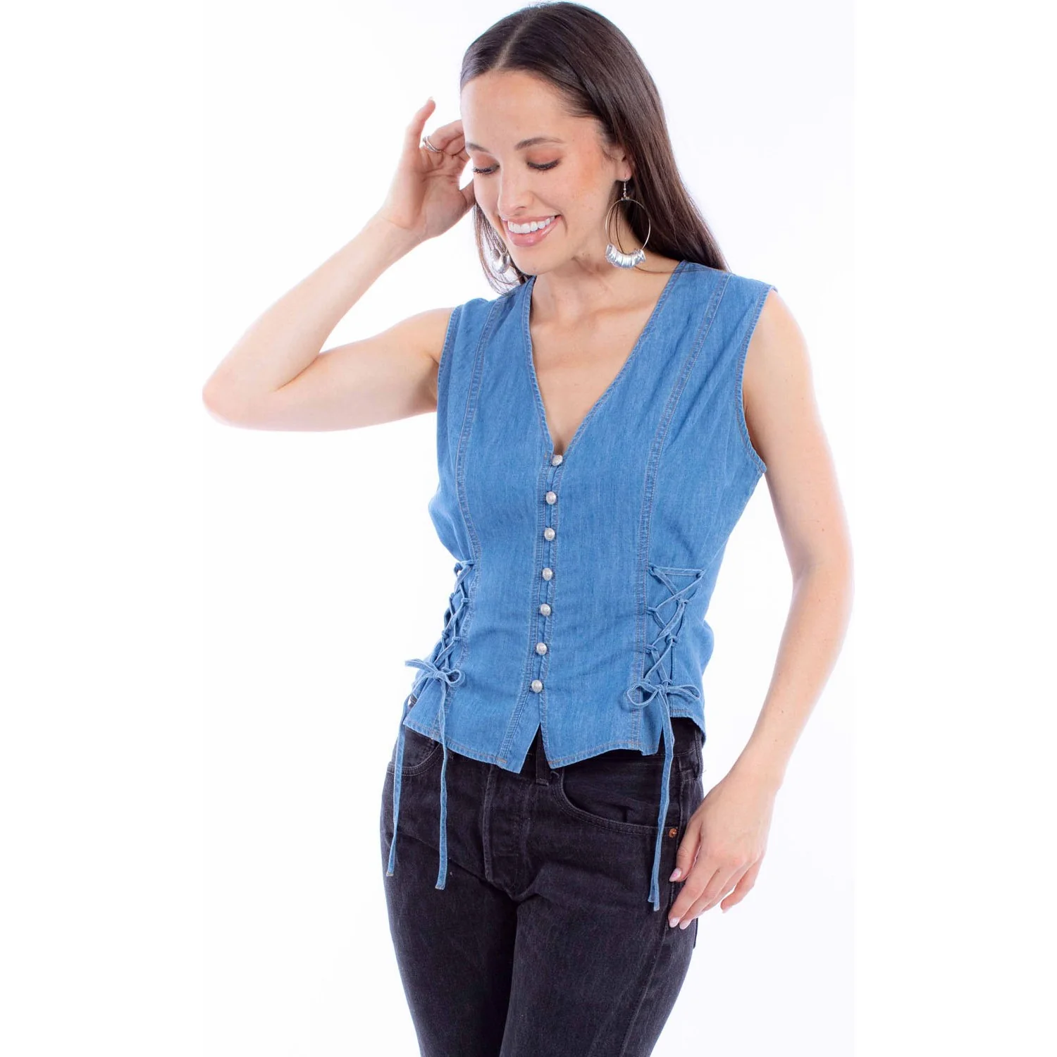 Scully - Womens Vest With Side Lace Up - Image 2