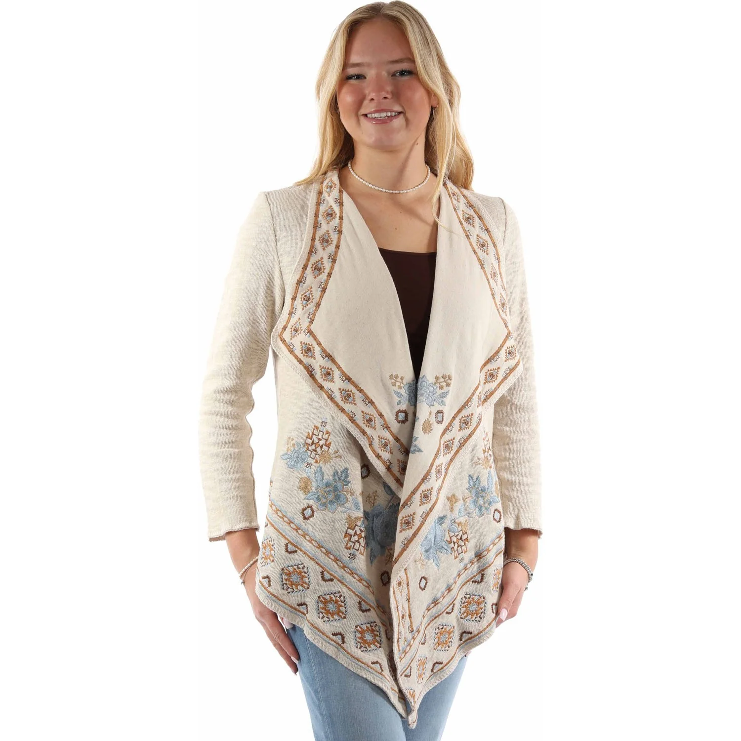 Scully - Womens Waterfall Front Emb. Sweater - Image 2