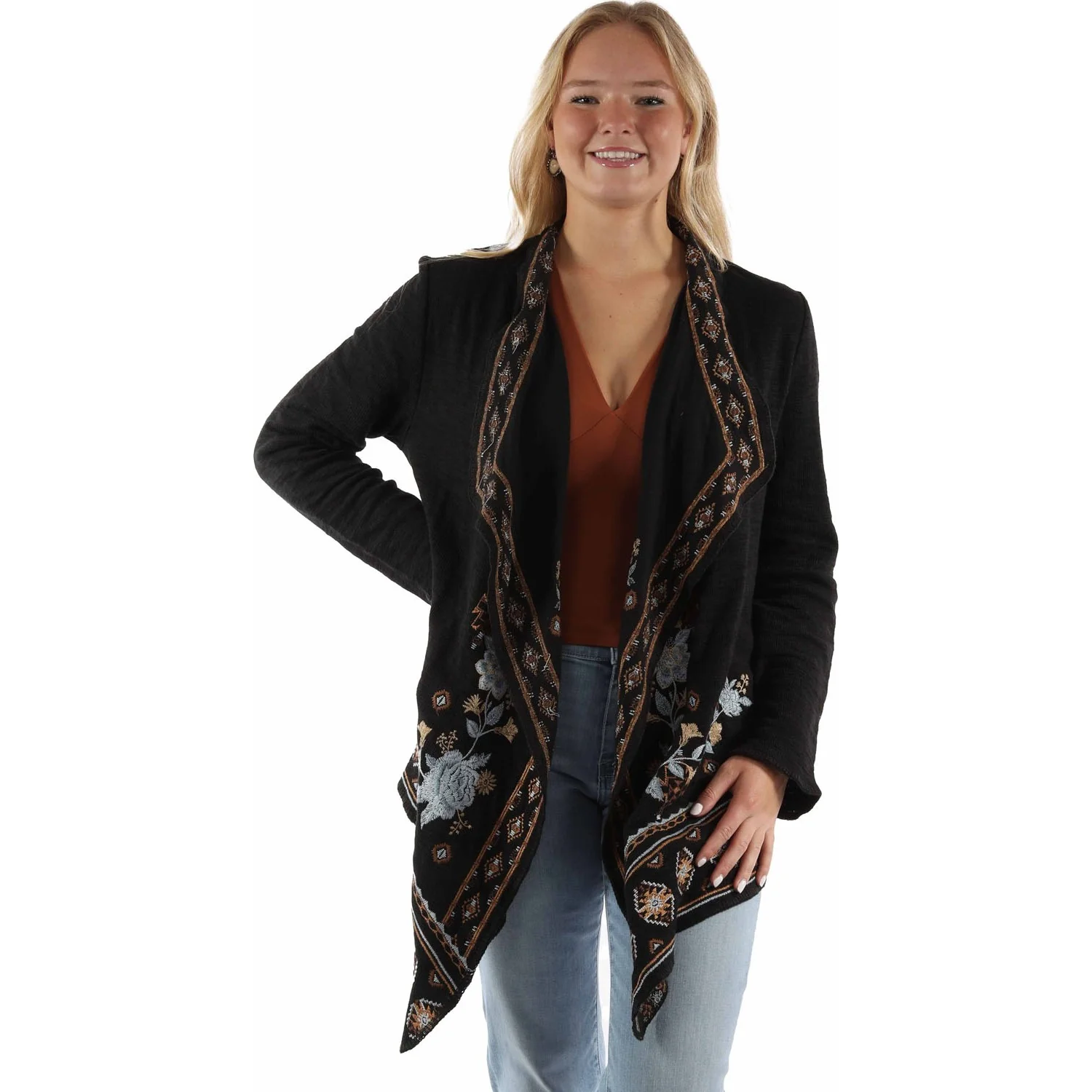 Scully - Womens Waterfall Front Emb. Sweater - Image 3