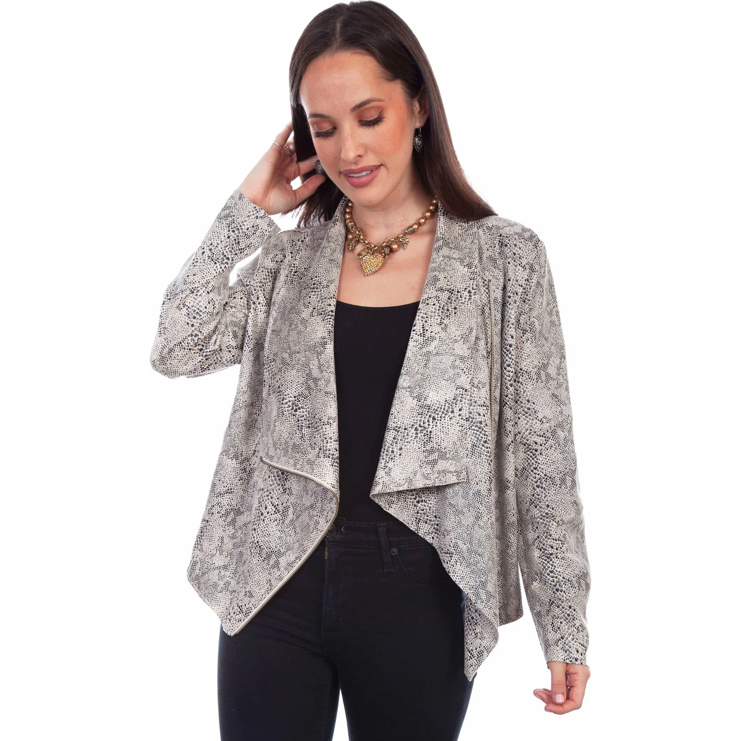 Scully - Womens Zip Drape Cross Over Jacket - Image 4