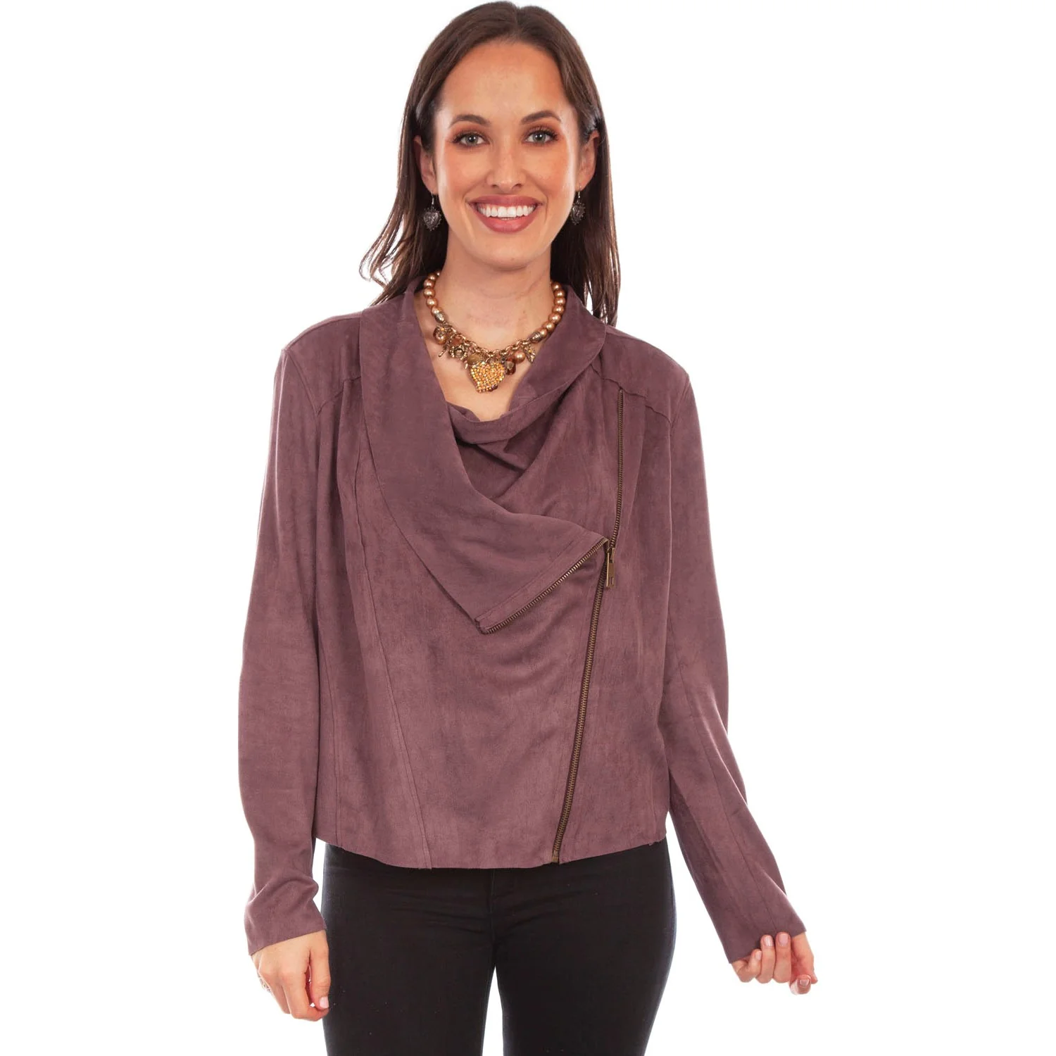 Scully - Womens Zip Drape Cross Over Jacket - Image 5