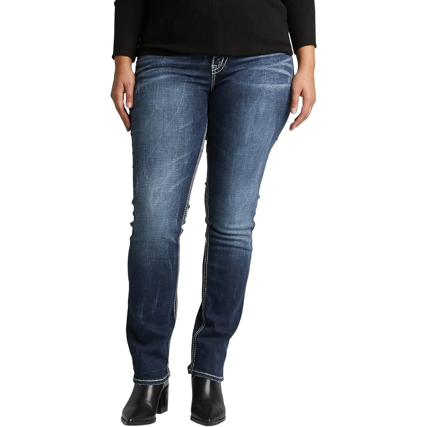 Silver Jeans - Womens Suki Straight Curvy Fit Mid Rise Jeans