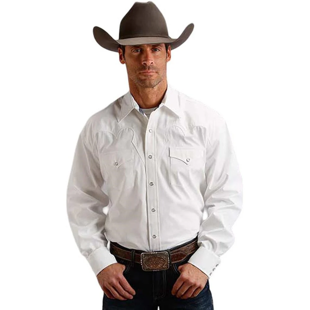 Stetson - Men Classic Solid Snap Poplin Long Sleeve Shirt - Image 2