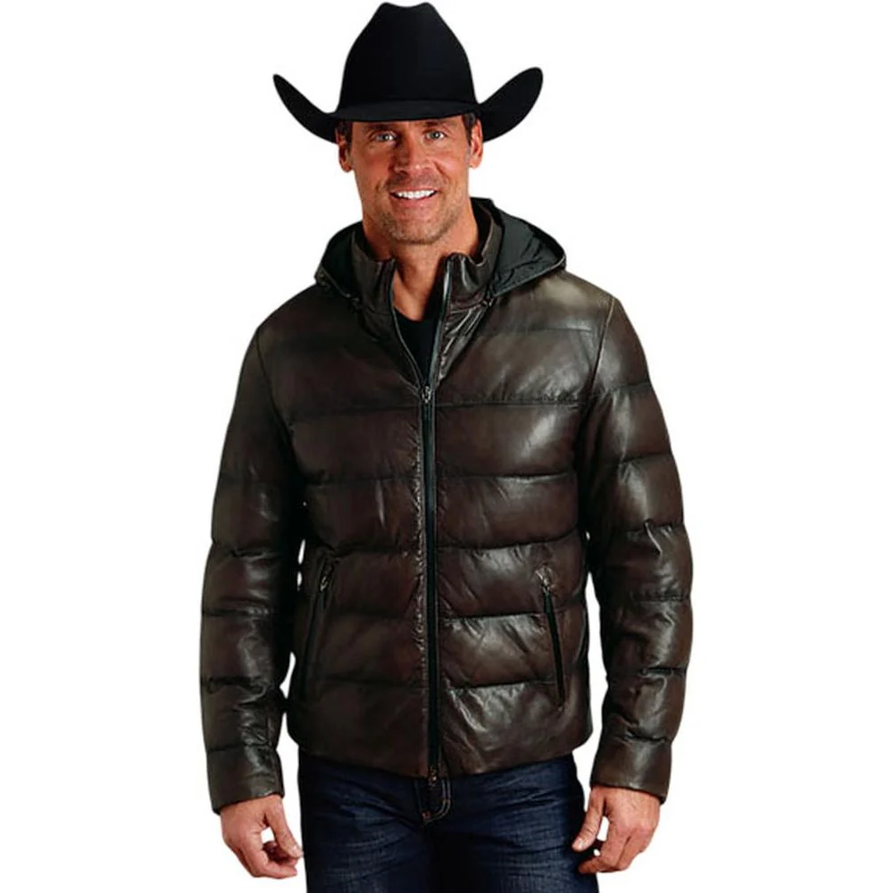 Stetson - Men Leather Quilted Zip Front Jacket