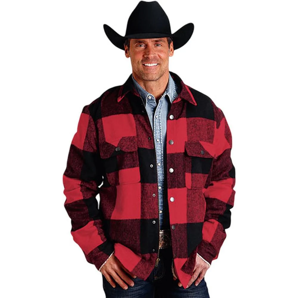 Stetson - Men Wool Blend Plaid Coat - Image 2