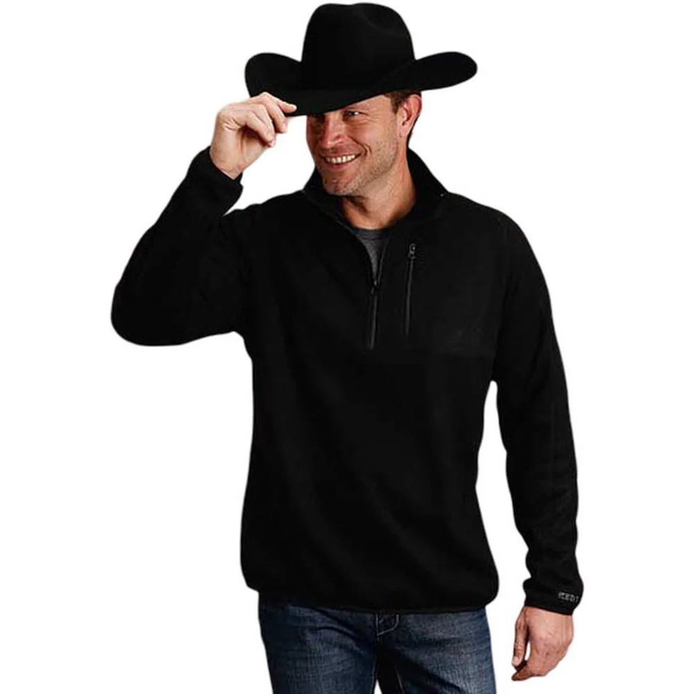 Stetson - Mens Black Quarter Zip Pullover Sweater
