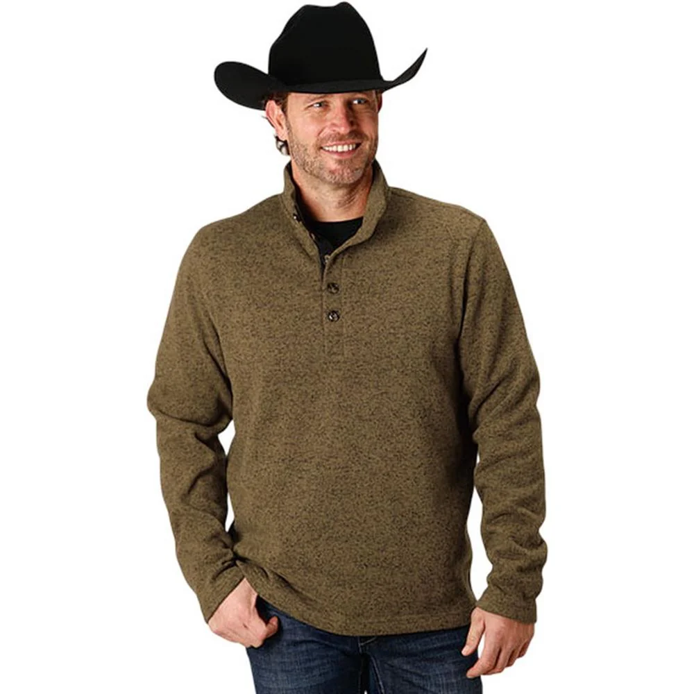Stetson - Mens Bonded Knit Quarter Button Pullover Sweater - Image 2