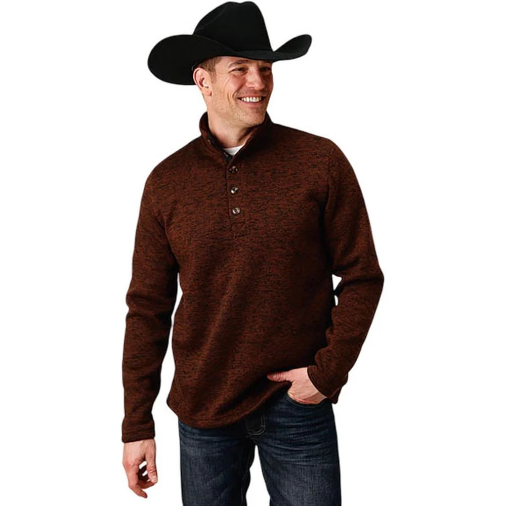 Stetson - Mens Bonded Knit Quarter Button Pullover Sweater - Image 2