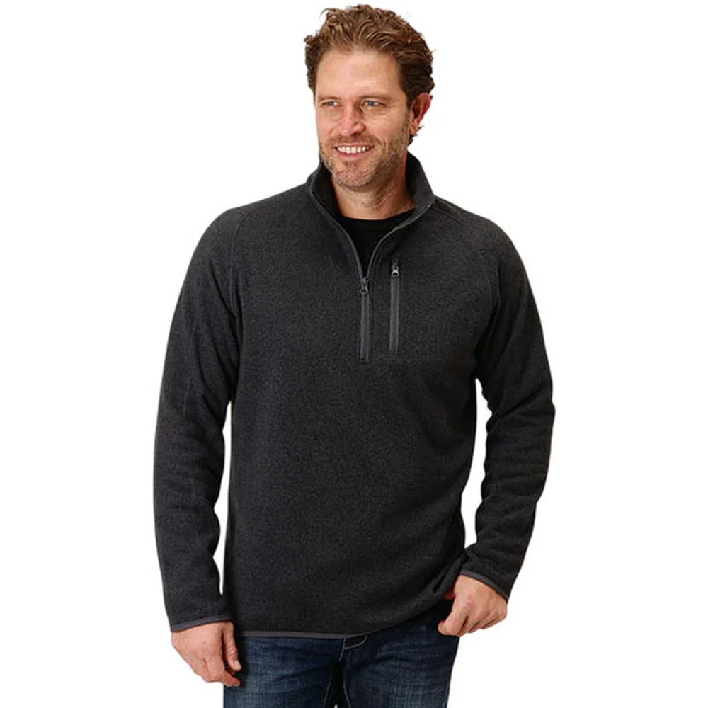 Stetson - Mens Bonded Sweater Knit Quarter Zip Pullover Sweater - Image 2