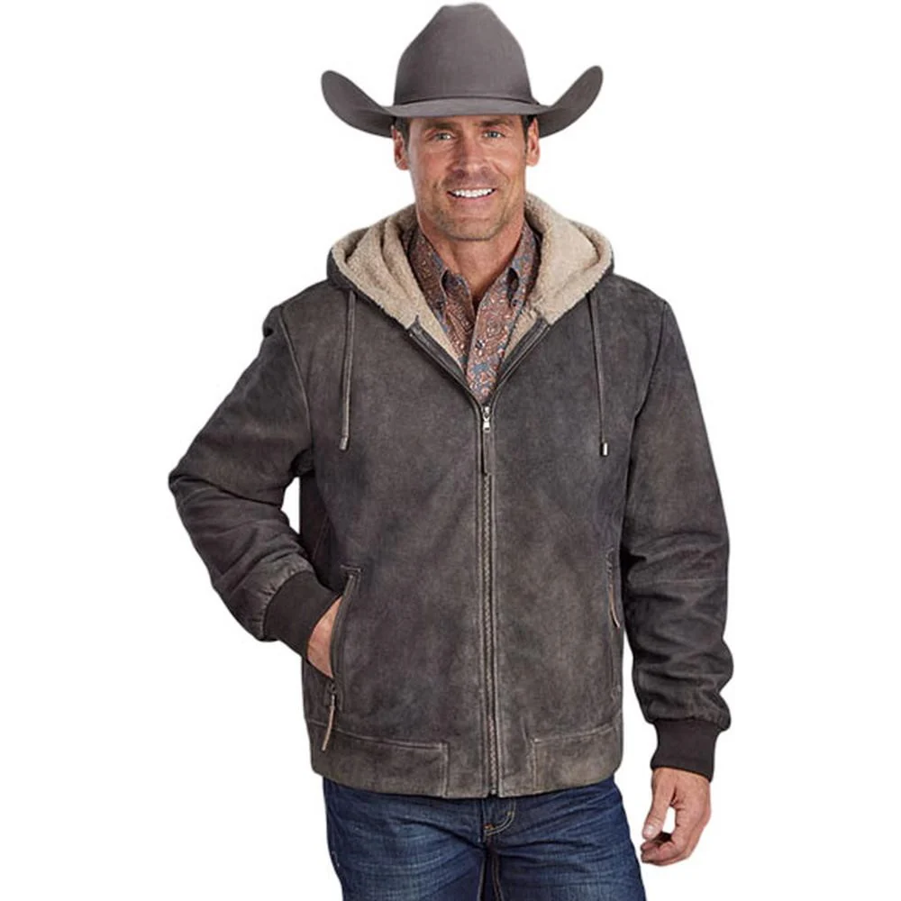 Stetson - Mens Brown Suede Hooded Jacket Outerwear
