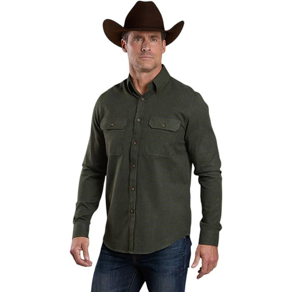 Stetson - Mens Brushed Heathered Flannel Long Sleeve Shirt - Image 2