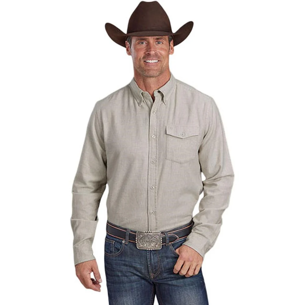 Stetson - Mens Brushed Heathered Flannel Long Sleeve Shirt - Image 2
