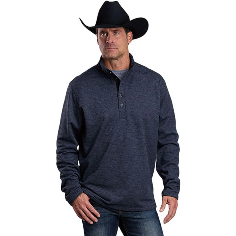 Stetson - Mens Honeycomb Knit Quarter Button Pullover Sweater - Image 2