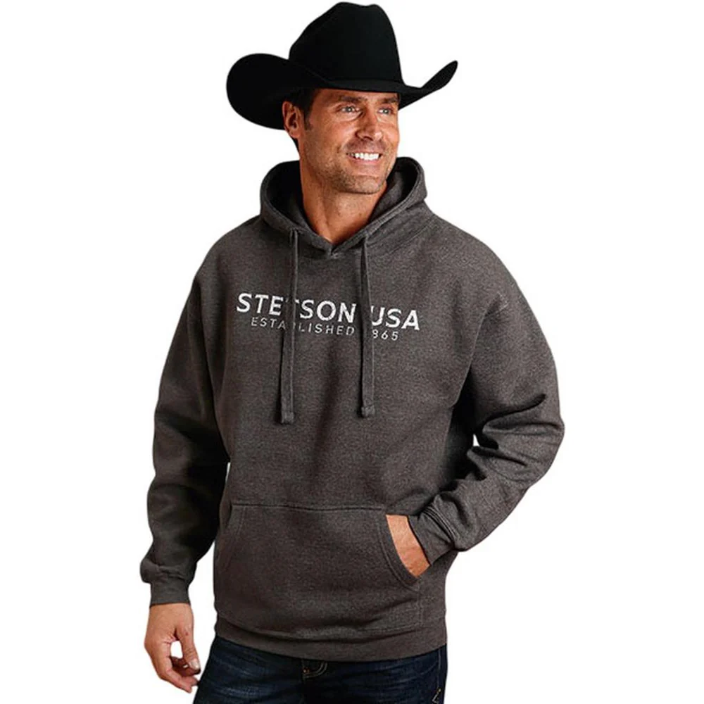 Stetson - Mens Hooded Sweatshirt Fleece Knit Heather - Image 2