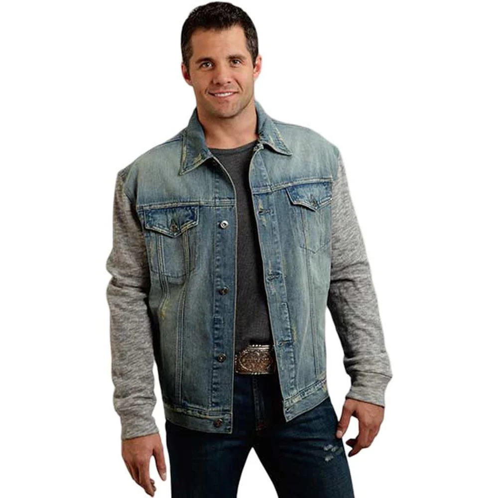 Stetson - Mens Jacket Denim Knit Sleeves - Image 2