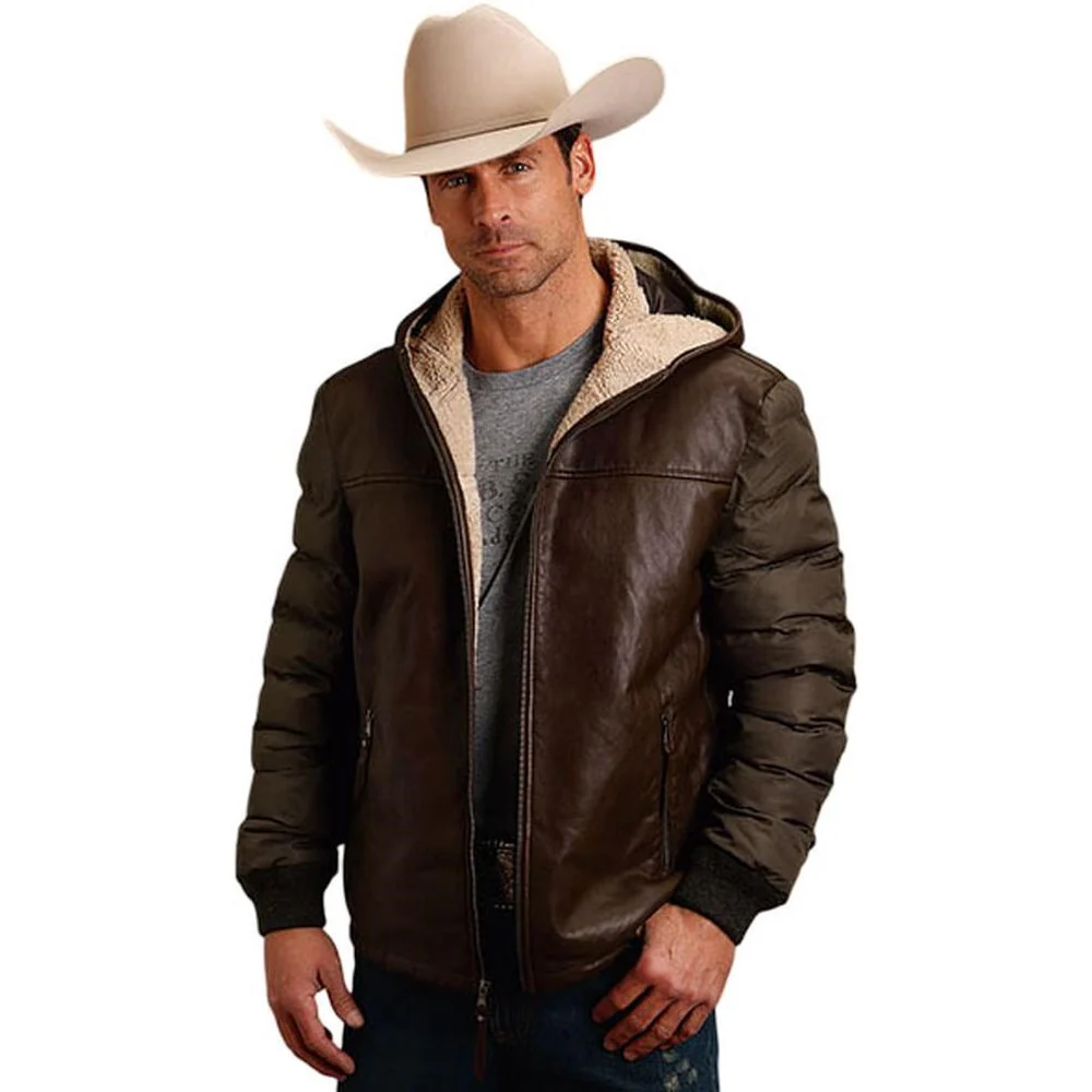 Stetson - Mens Jacket Solid Suede Leather Hooded - Image 2