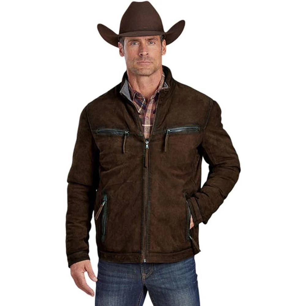 Stetson - Mens Light Brown Suede Motorcycle Jacket Outerwear - Image 2
