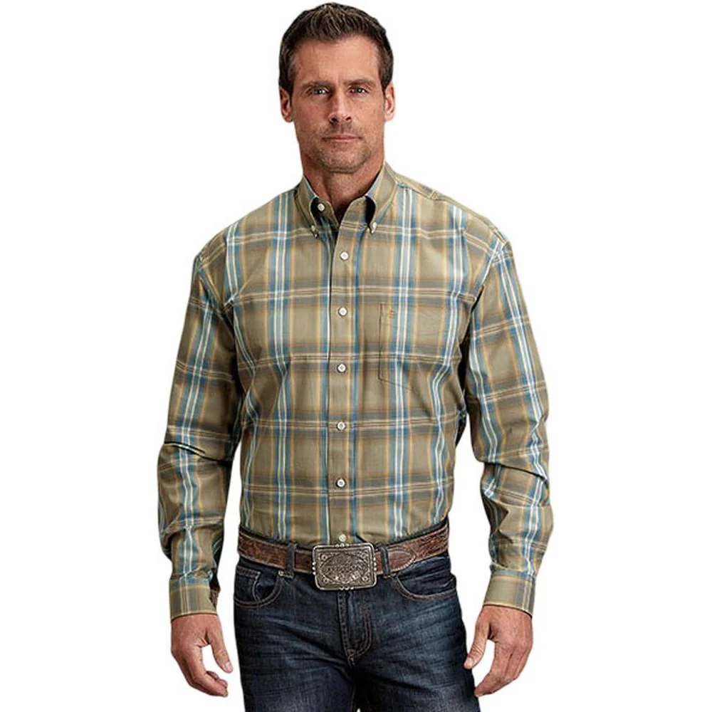 Stetson - Mens Long Sleeve Shirt Plaid Satin Stitch - Image 2