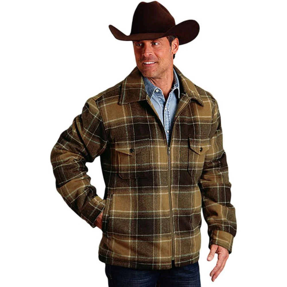 Stetson - Mens Wool Blend Plaid Coat Outerwear - Image 2