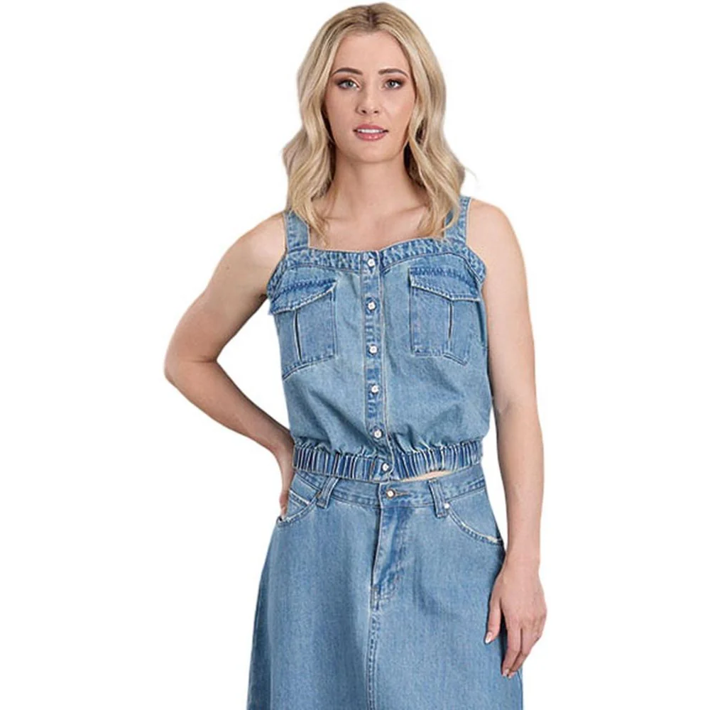 Stetson - Women Denim Button Front Tank Top - Image 2