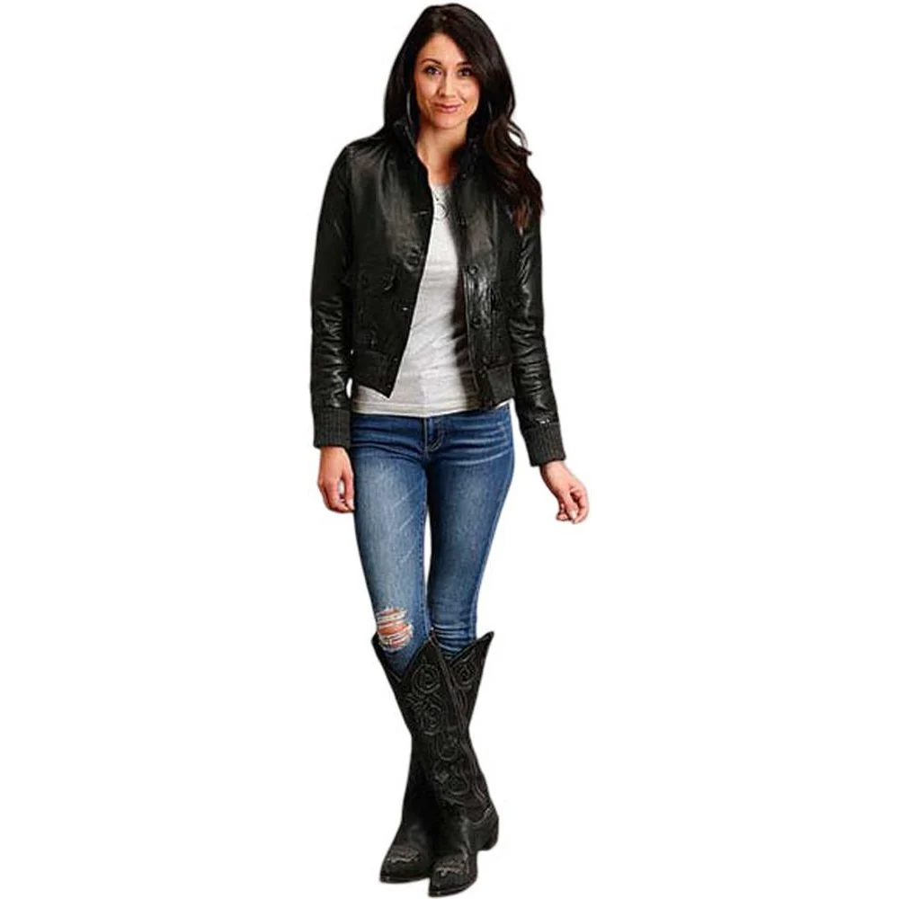 Stetson - Women Leather Button Front Jacket