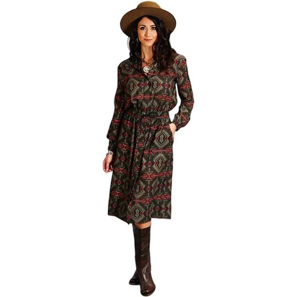 Stetson - Women Long Sleeve Button Front Collared Dress - Image 2