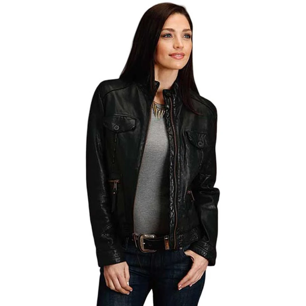 Stetson - Women Zip Front Leather Jacket