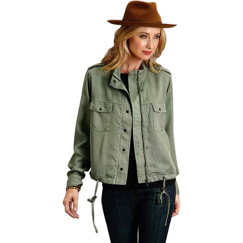 Stetson - Womens Army Green Lyocel Twill Bomber Jacket Blazer - Image 2
