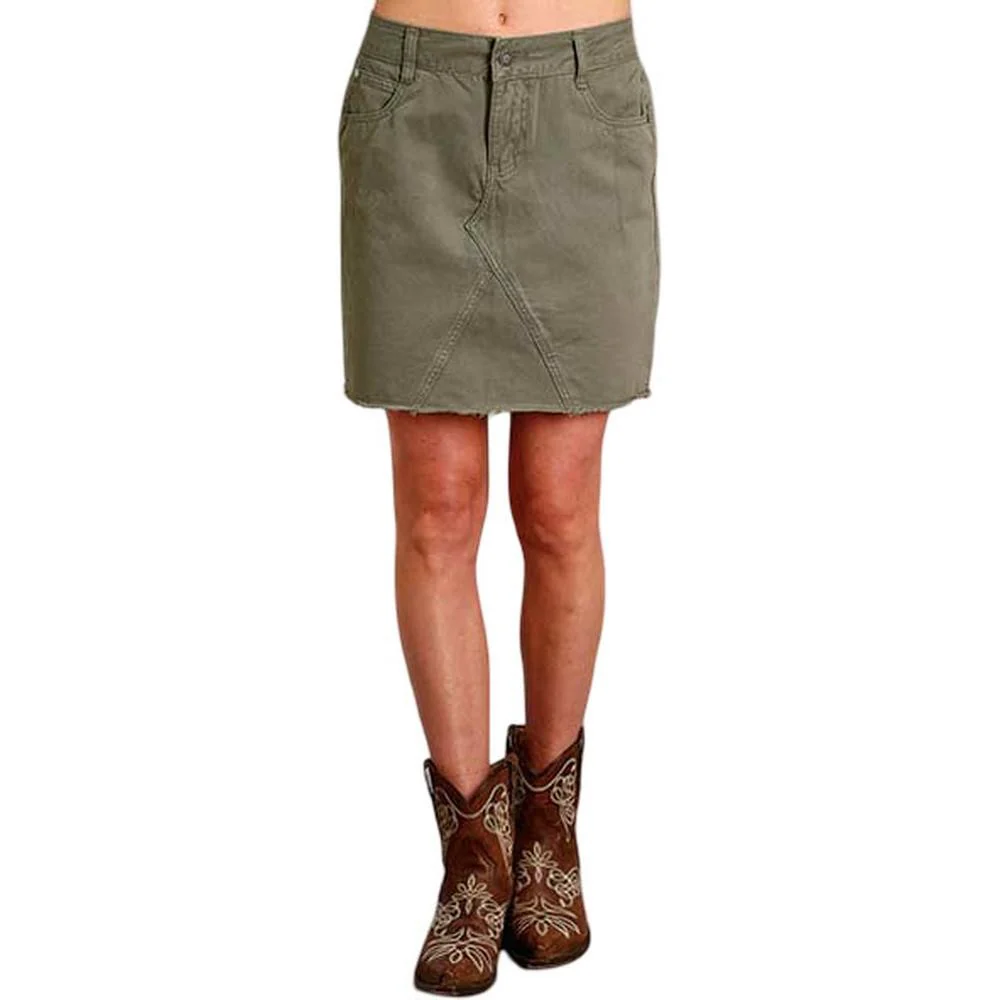 Stetson - Womens Army Green Twill 5-Pocket Skirt - Image 2