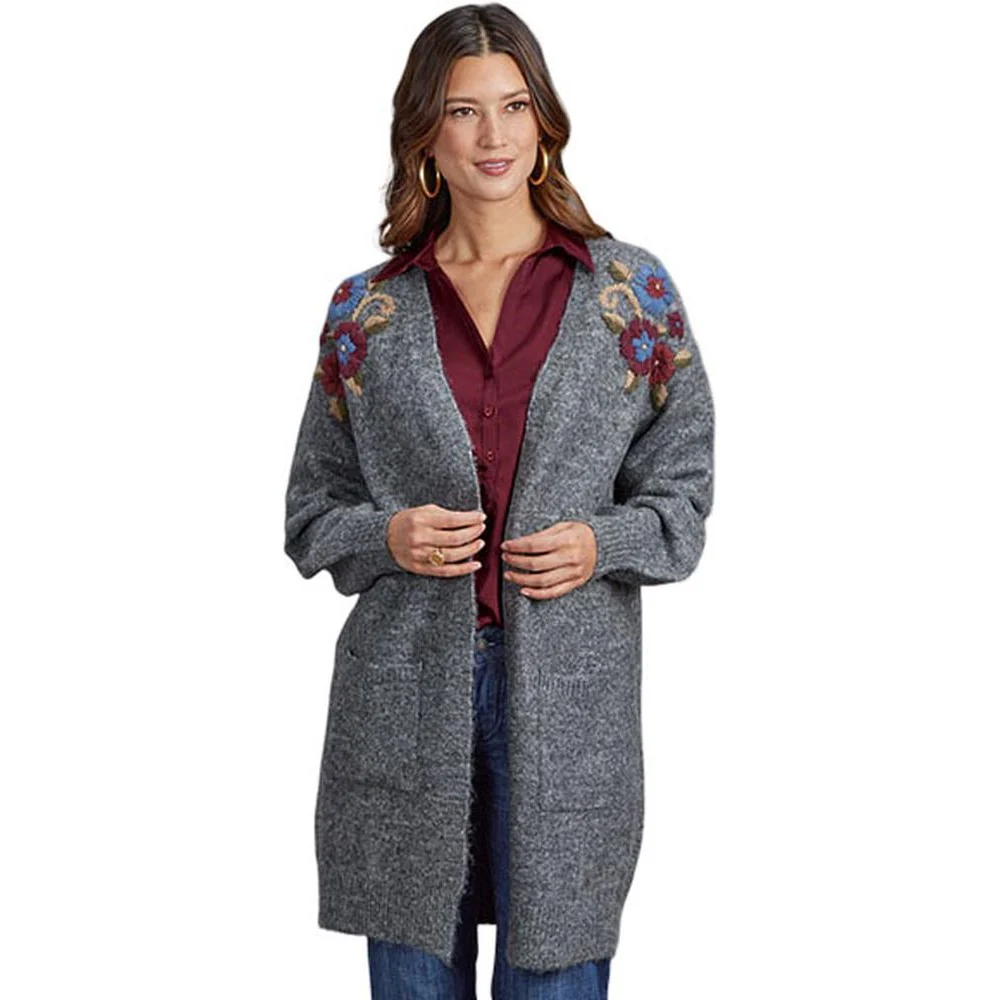 Stetson - Womens Cardigan Sweater Mid Length Ribbed