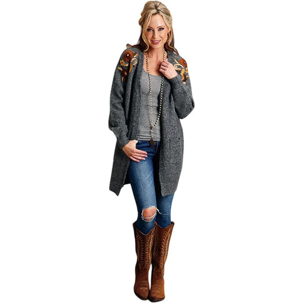 Stetson - Womens Cardigan Sweater Mid Length Ribbed